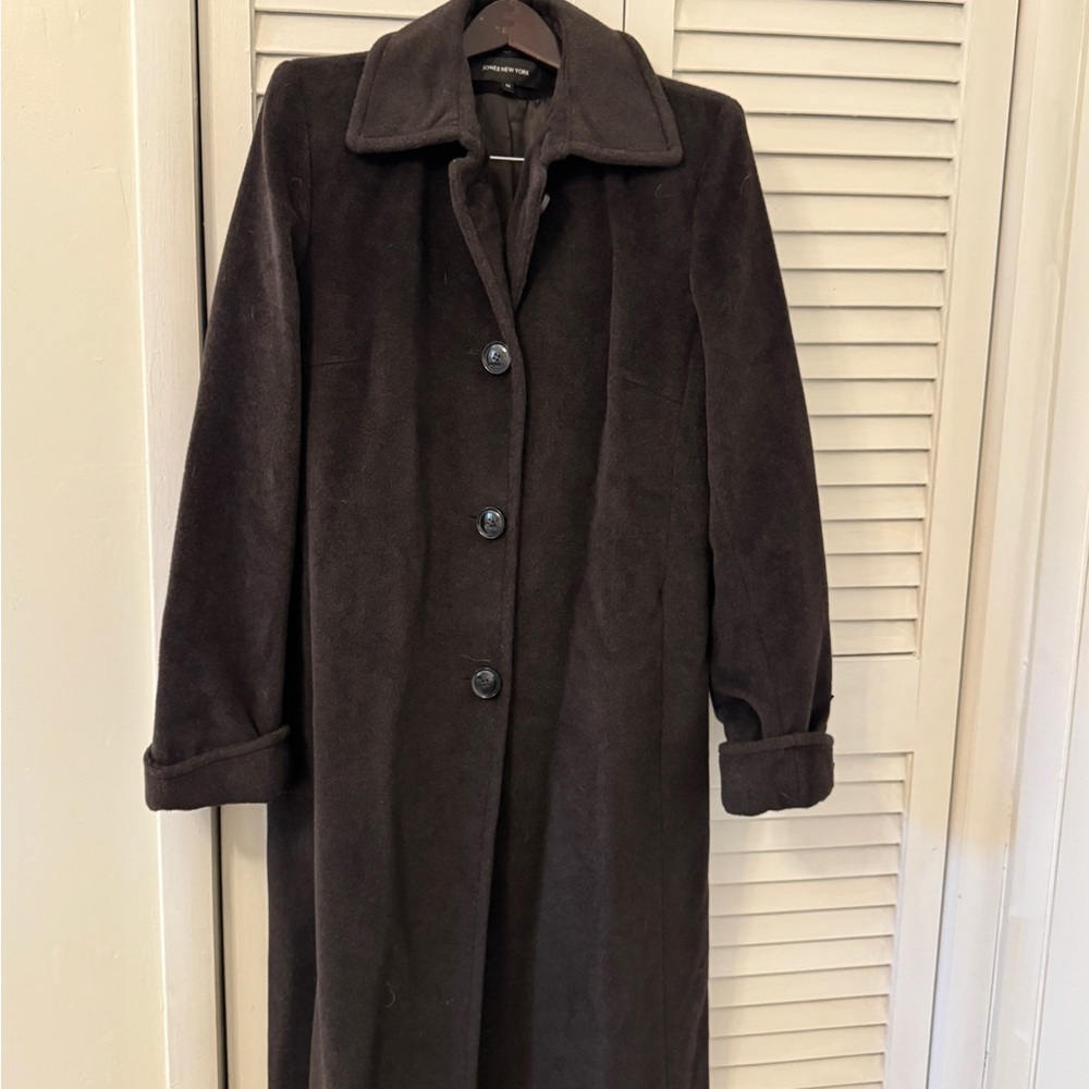 Jones New York Chocolate Brown Trench Wool Angora Long Coat Size 14
SALE!!!